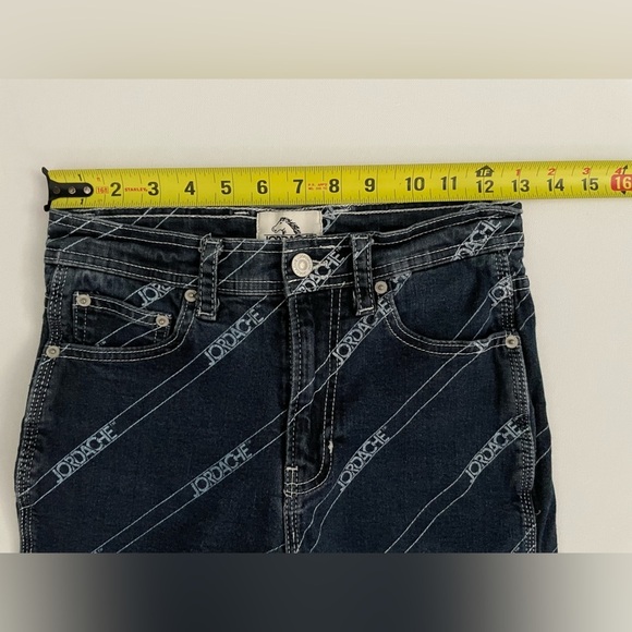 Jordache RINSE DIAGONAL LOGO PRINT VINTAGE CROP 26 straight leg fitted high rise - Picture 7 of 11
